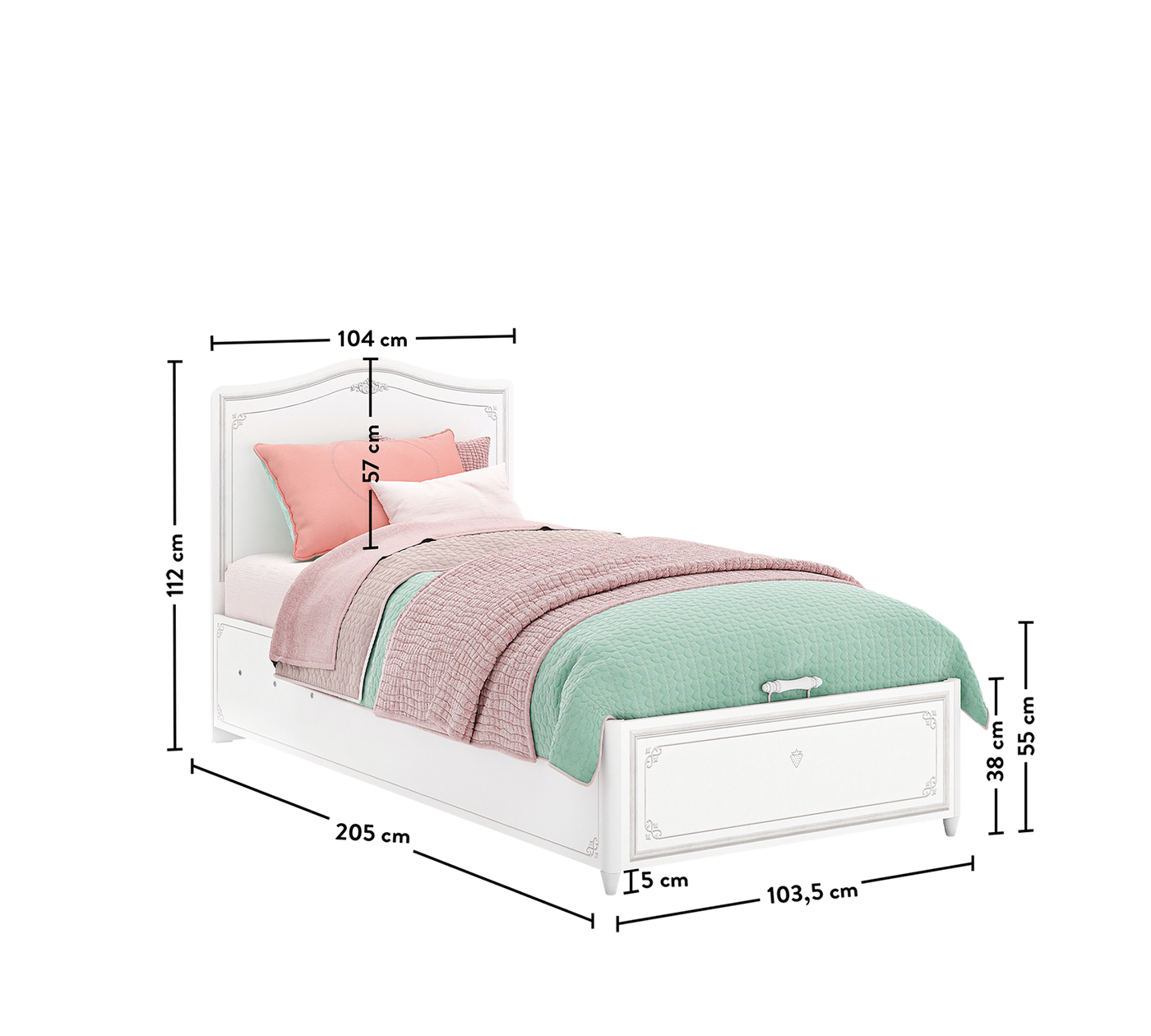 Selena Grey Bed With Base