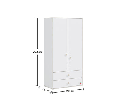 Montes White 2 Doors Wardrobe