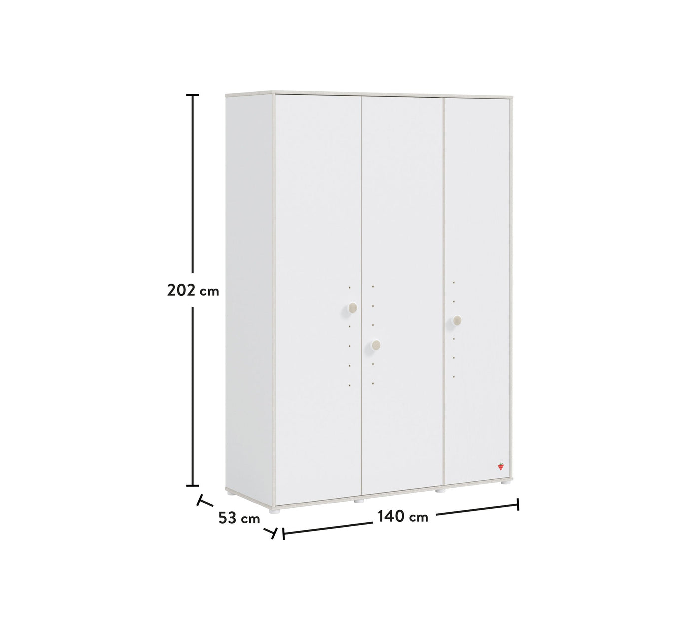 Montes White Kleiderschrank mit 3 Türen