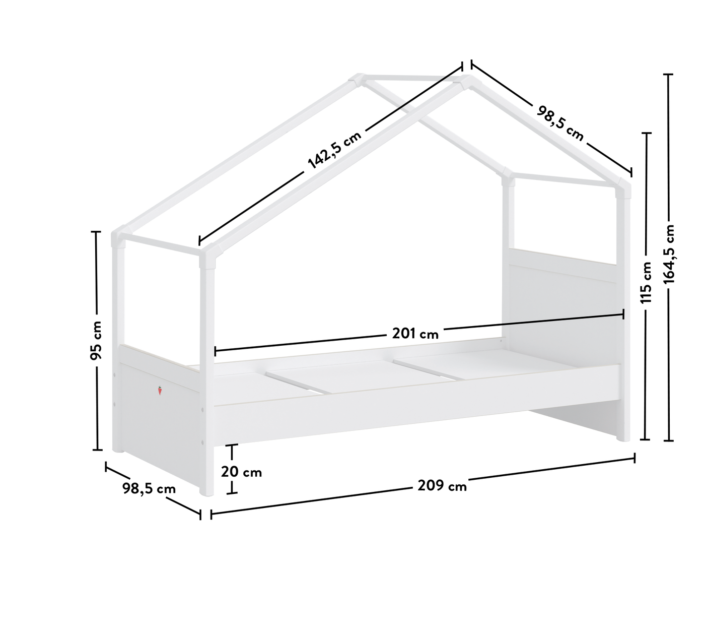 Montes White Hausbett mit Seitendach