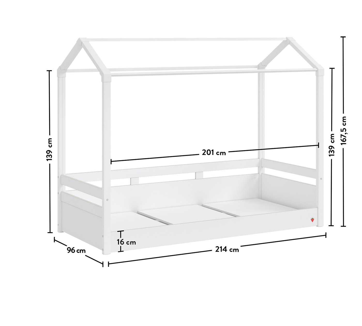 Montes White سرير بسقف مستوي  (90x200 سم)
