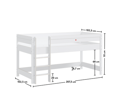 Montest White Spielbett Mittelhoch (90x200 cm)