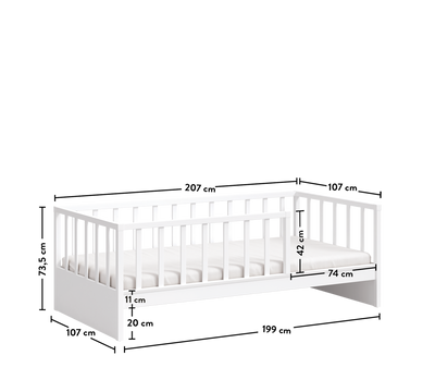 Montes White Alpha Bed Without Roof (100x200 cm)