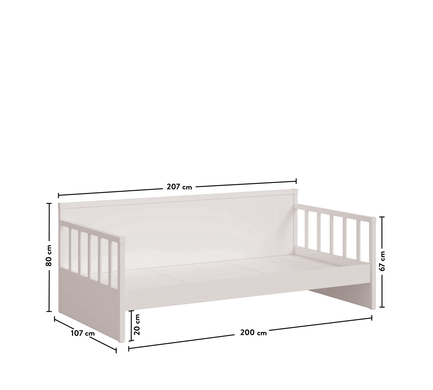 Daybed Bed Without Roof (Montes White)(100x200 cm)