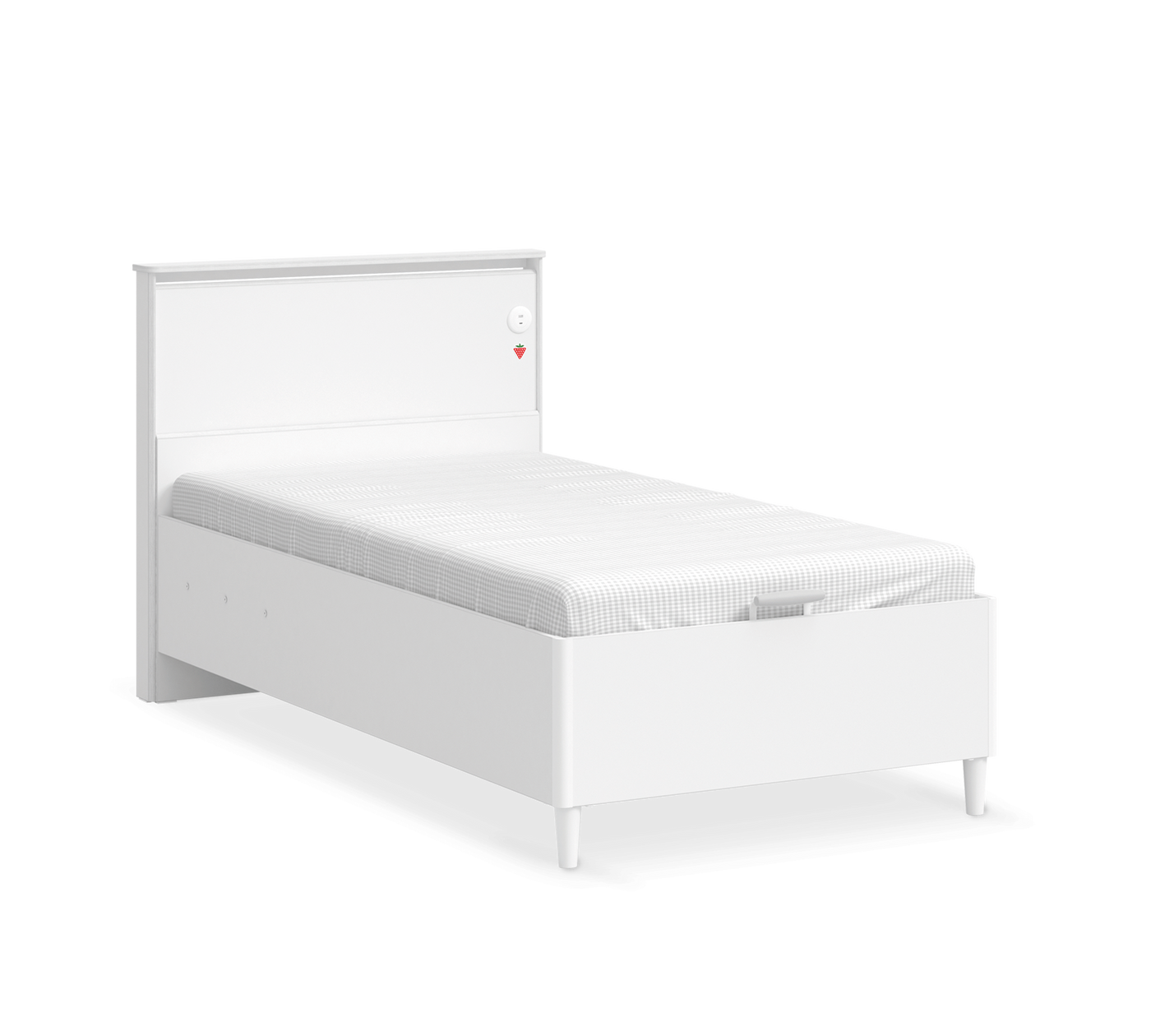 Montes White Bed With Base Flat Headboard