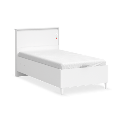 Montes White Bed With Base Flat Headboard