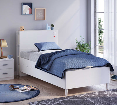 Montes White Headless Bed With Base