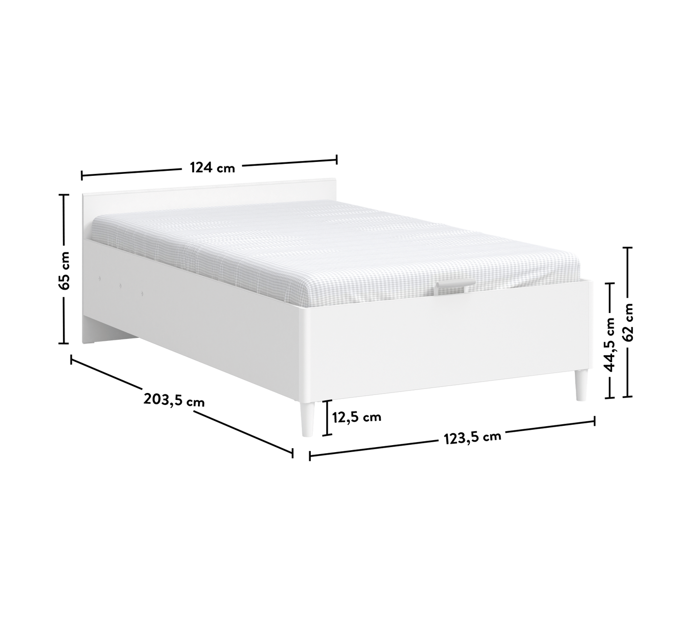 Montes White Headless Bed With Base (120x200 cm)