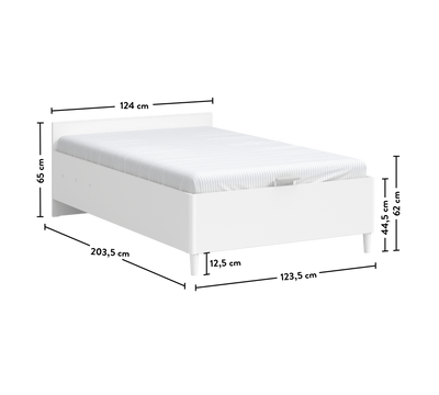 Montes White Headless Bed With Base (120x200 cm)