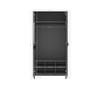 Space Gray 2 Doors Wardrobe