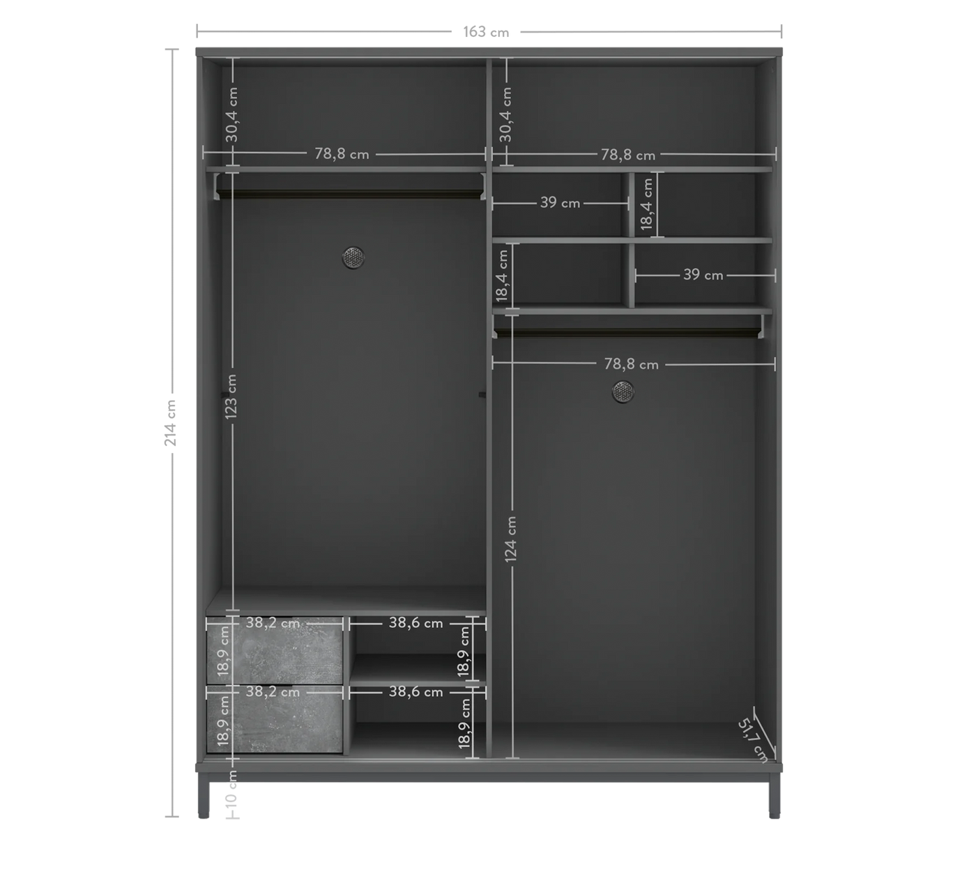 Space Gray خزانة بباب سحاب