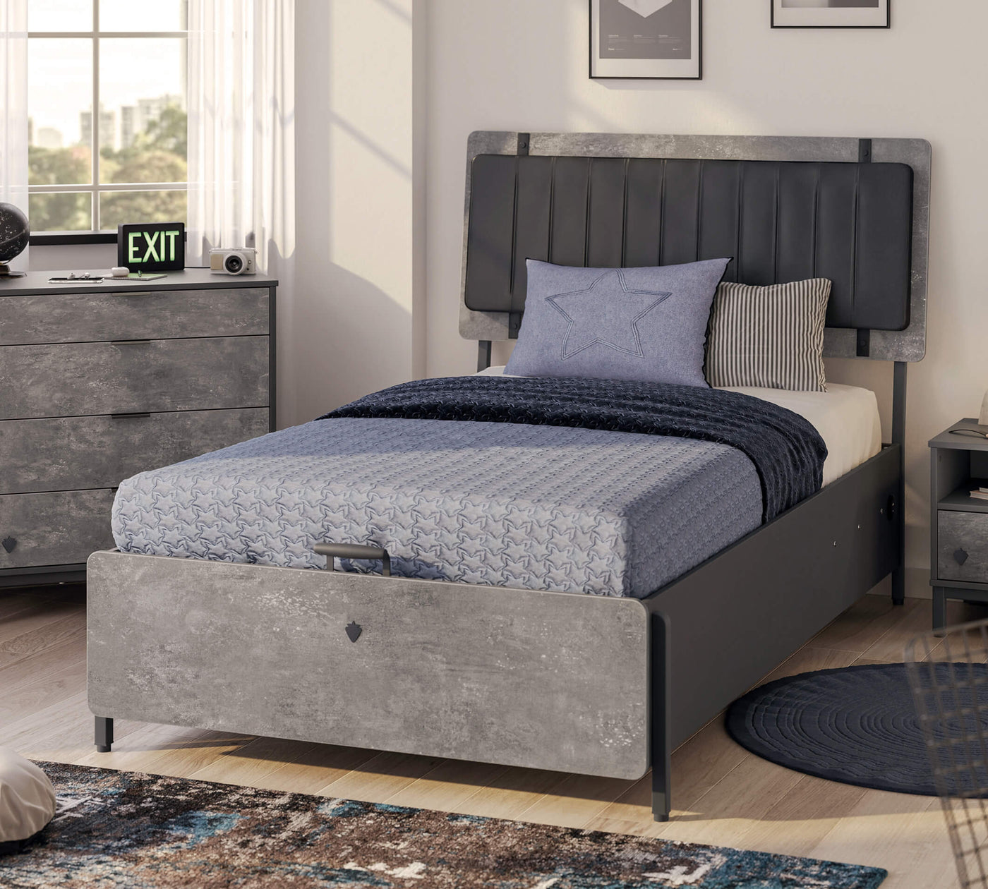 Space Gray Bed With Base