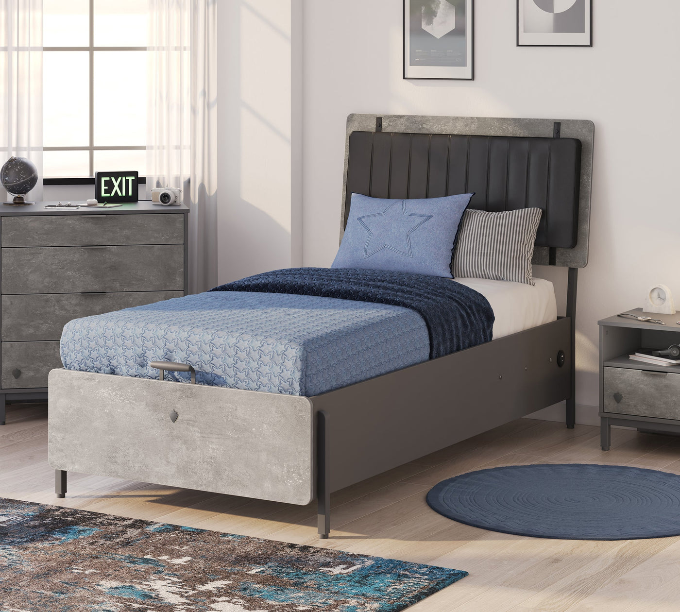 Space Gray Bed With Base