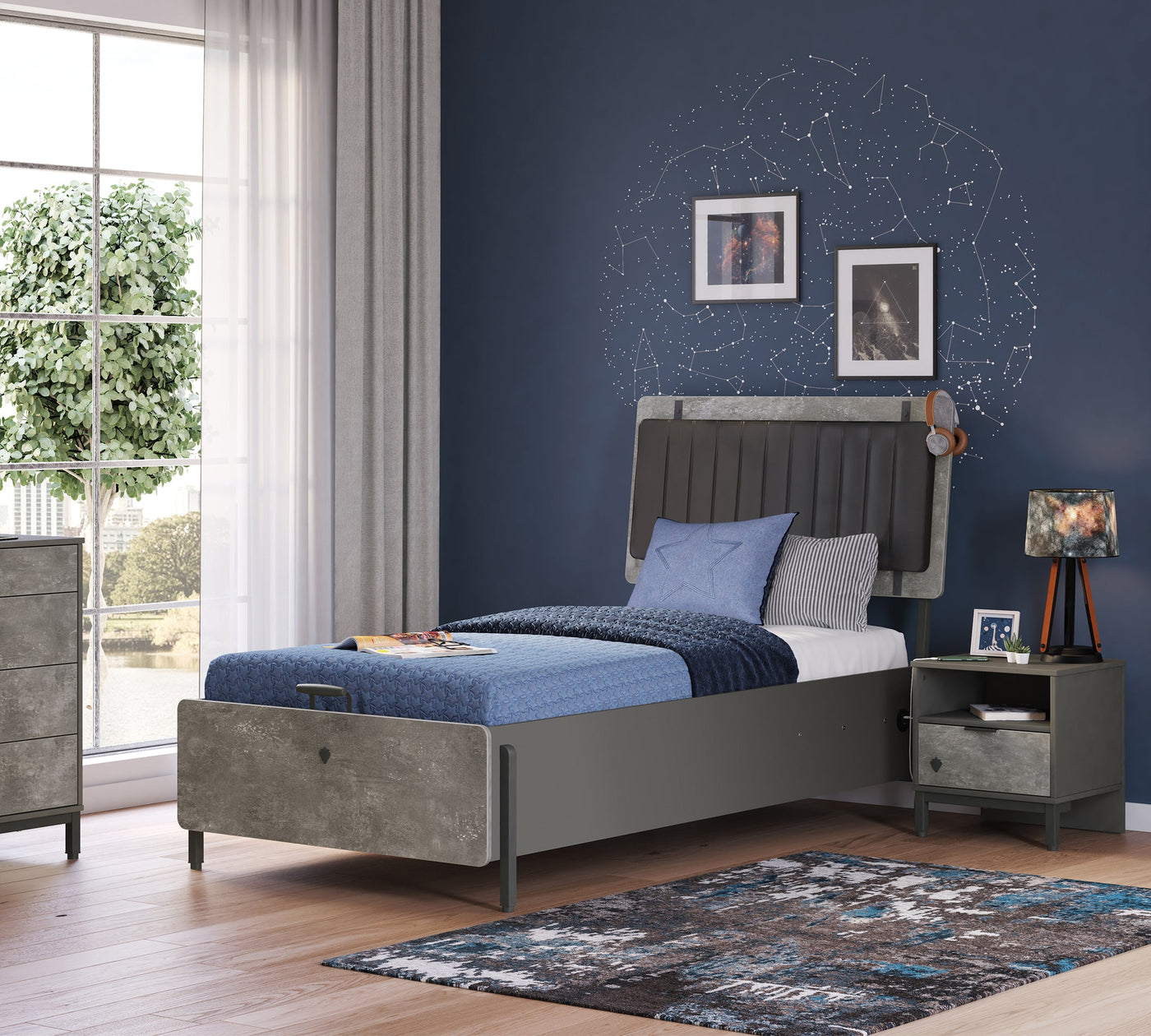 Space Gray Bed With Base