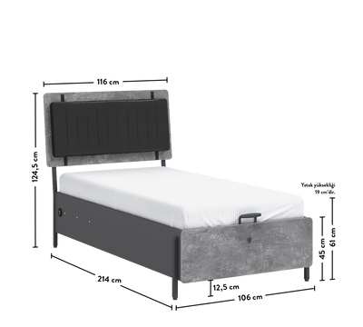 Space Gray Bed With Base