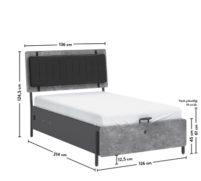 Space Gray Bed With Base