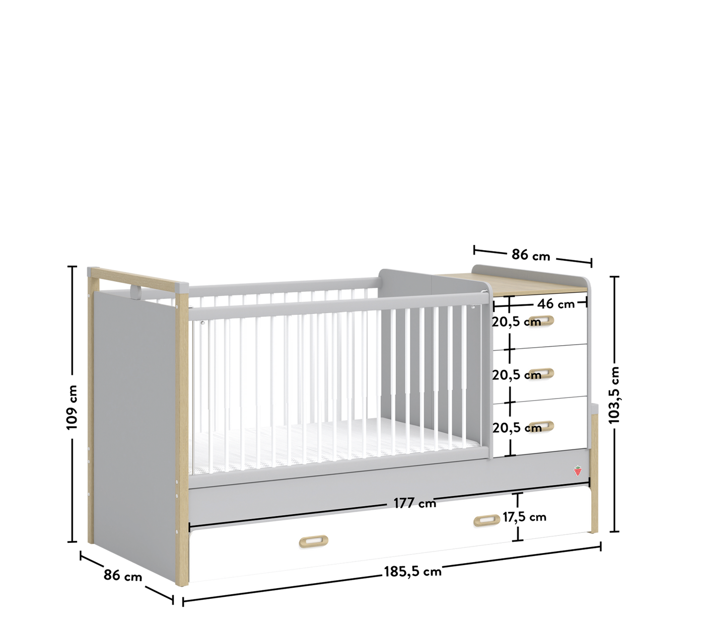 Mino Baby Umbaubares Babybett (80x180 cm)