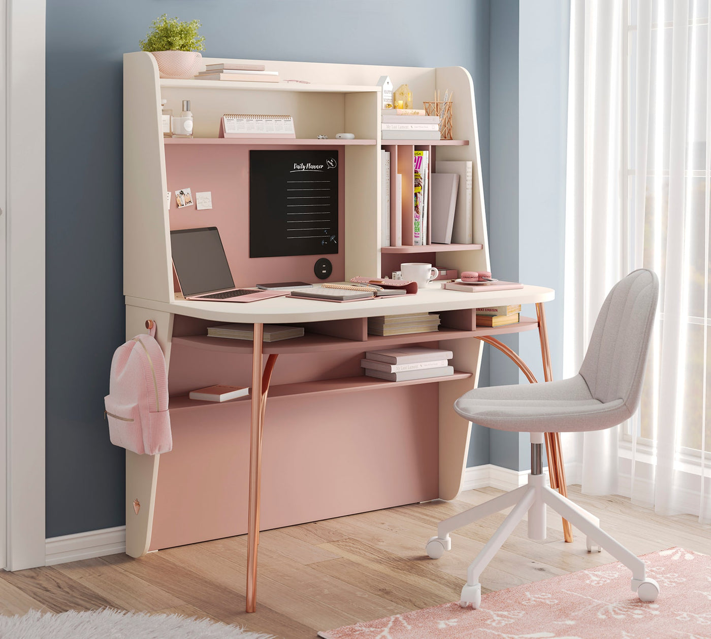 Elegance Metal Legged Study Desk (With Tall Study Unit)