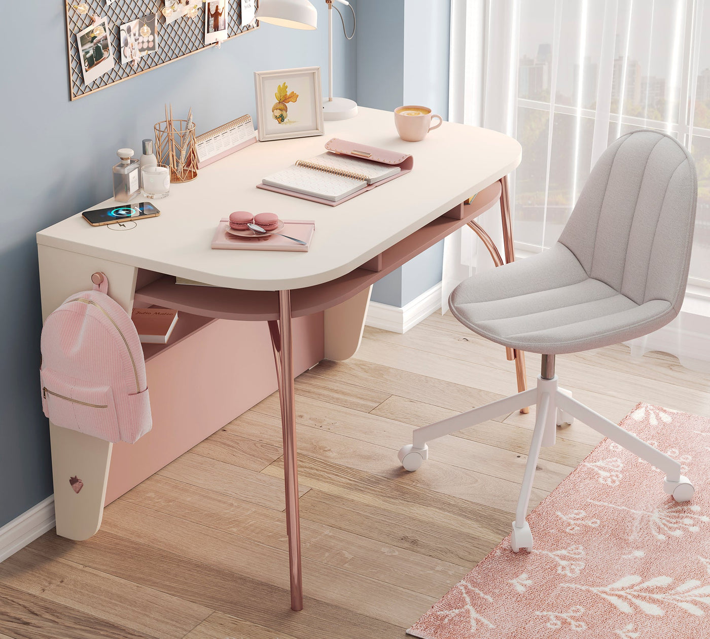 Elegance Metal Legged Study Desk (With Study Unit)