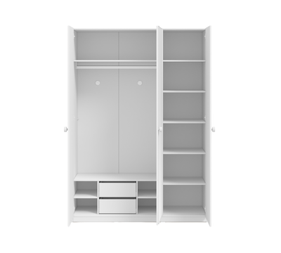 Varia White 3 Doors Wardrobe With Mirror