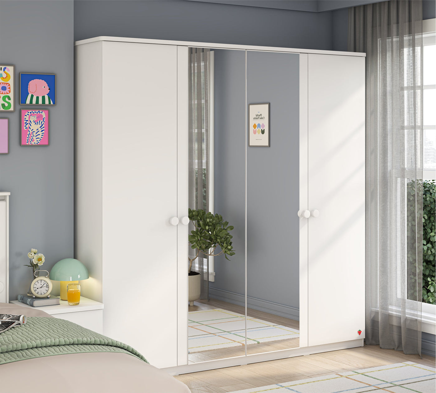 Varia White 4 Doors Wardrobe