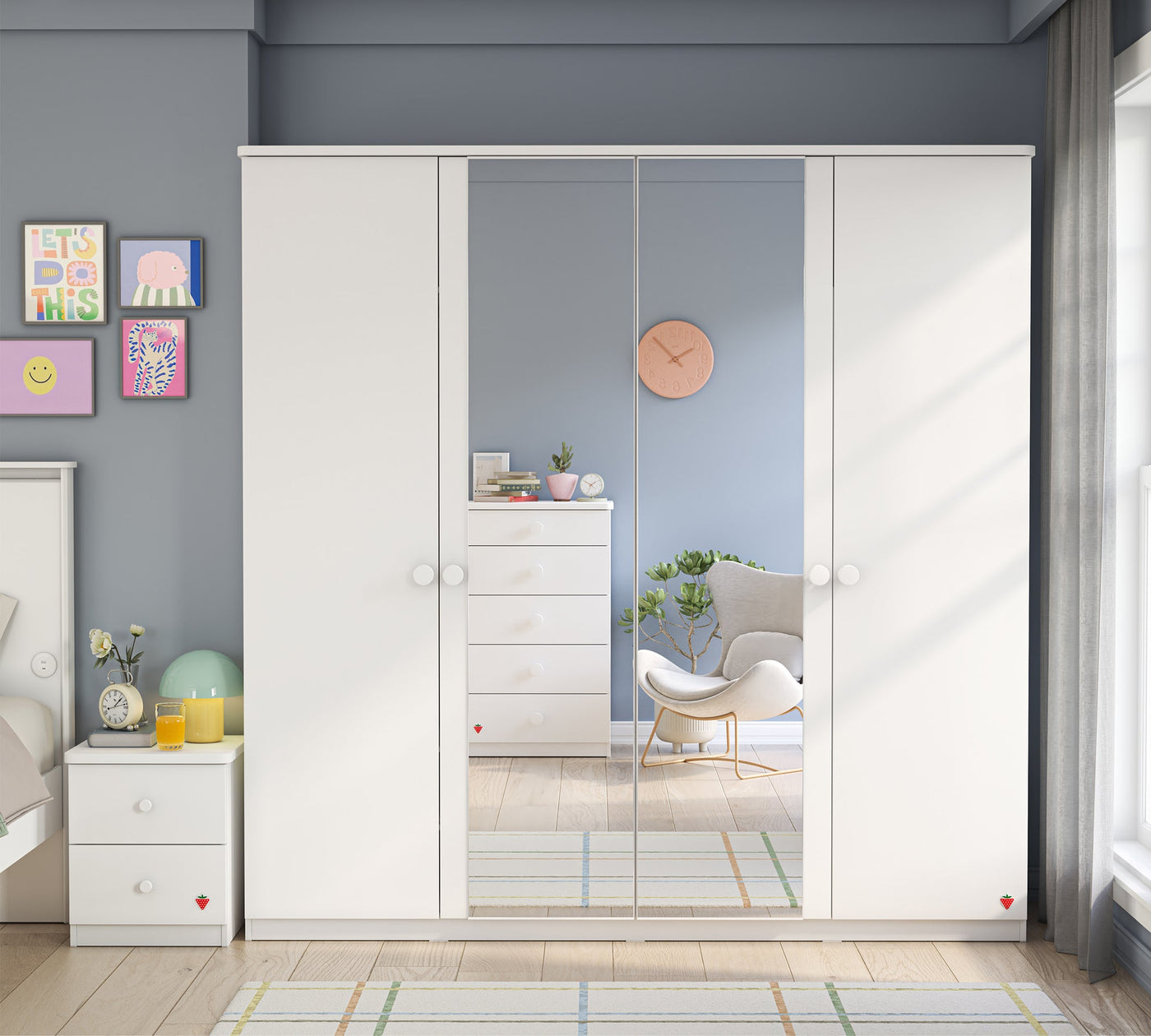 Varia White 4 Doors Wardrobe