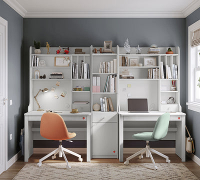 Varia White Small Study Desk (With Tall Study Unit)