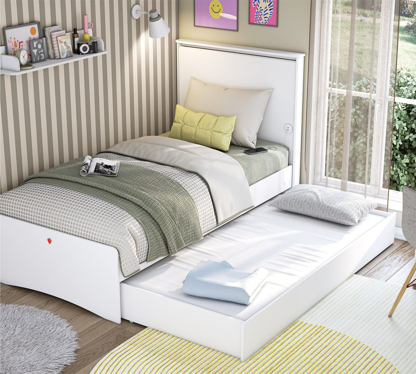 Varia White Pull-out Bed (90x190 cm)