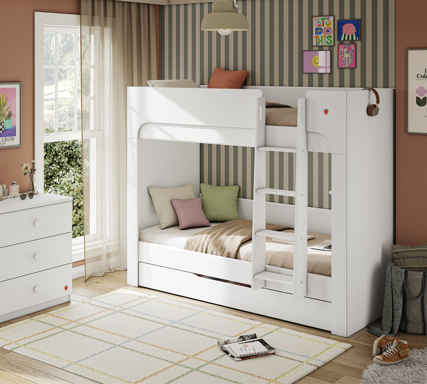 Varia White Small Bunk Bed (90x200 cm)