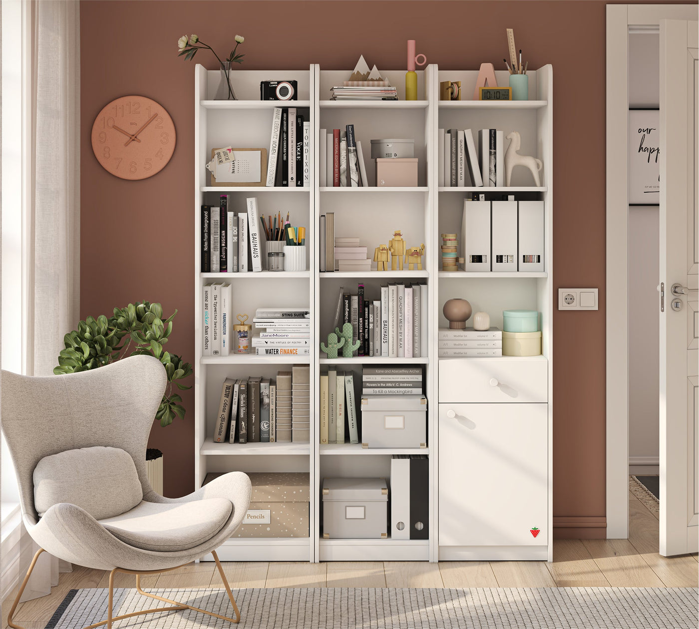 Varia White Bookcase Without Door