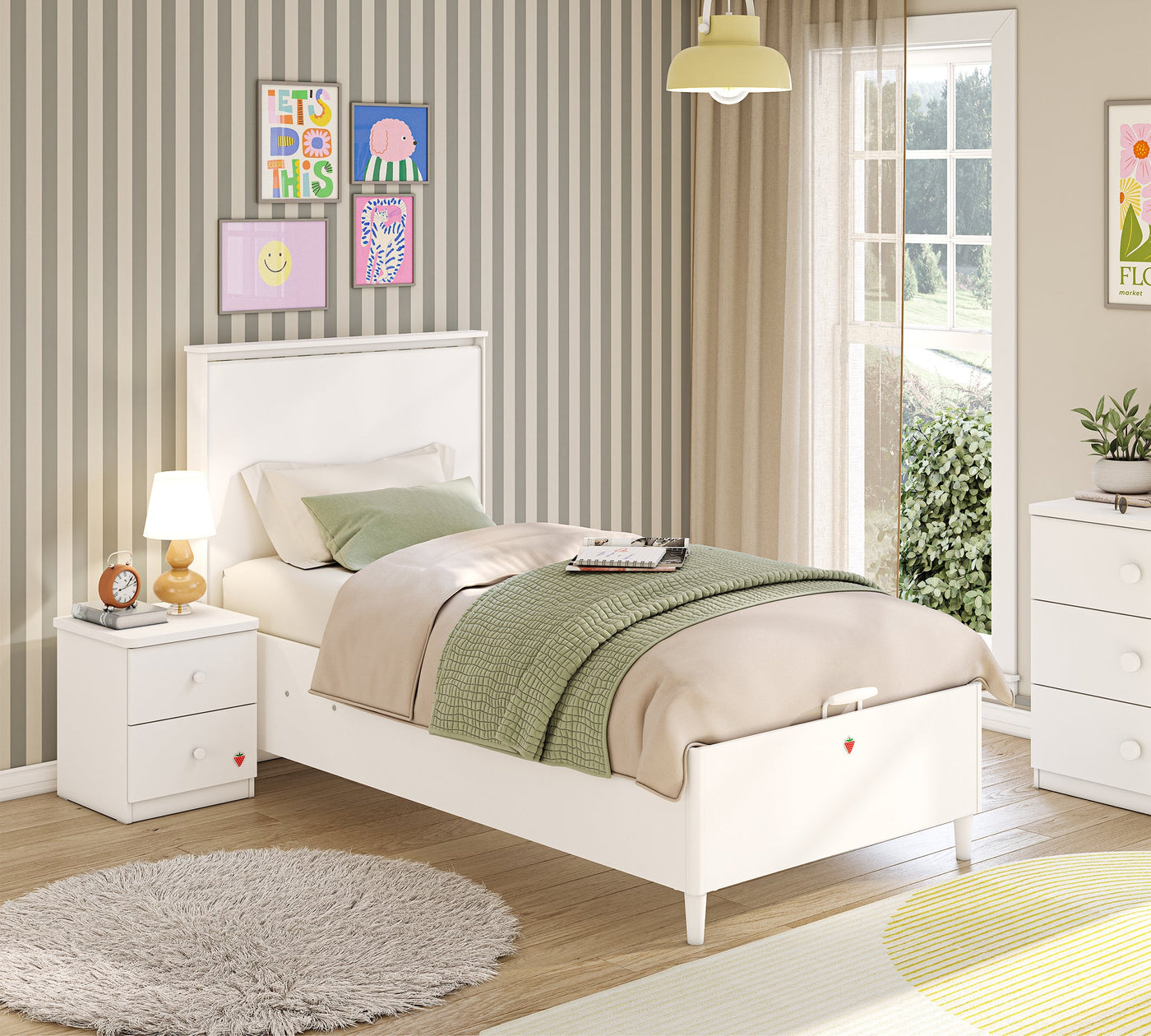 Varia White Bed With Base