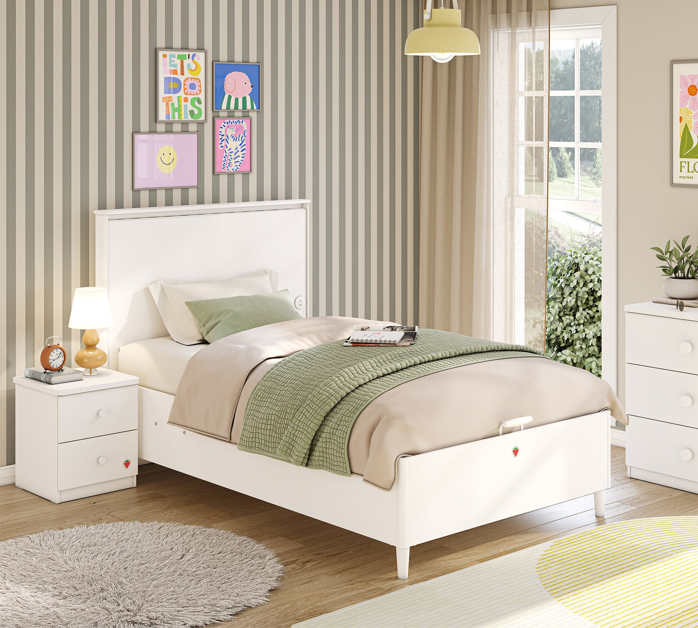 Varia White Bed With Base