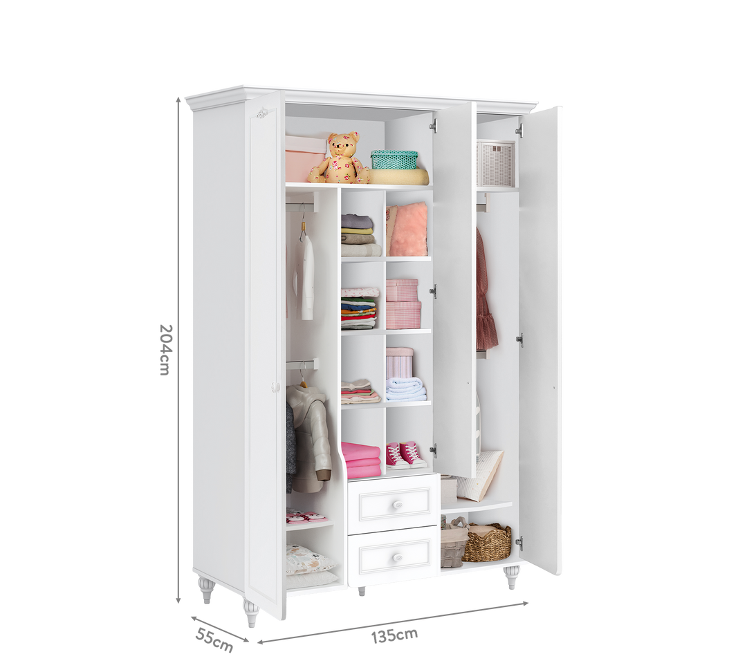 Baby Romantic 3 Doors Wardrobe | Cilek World