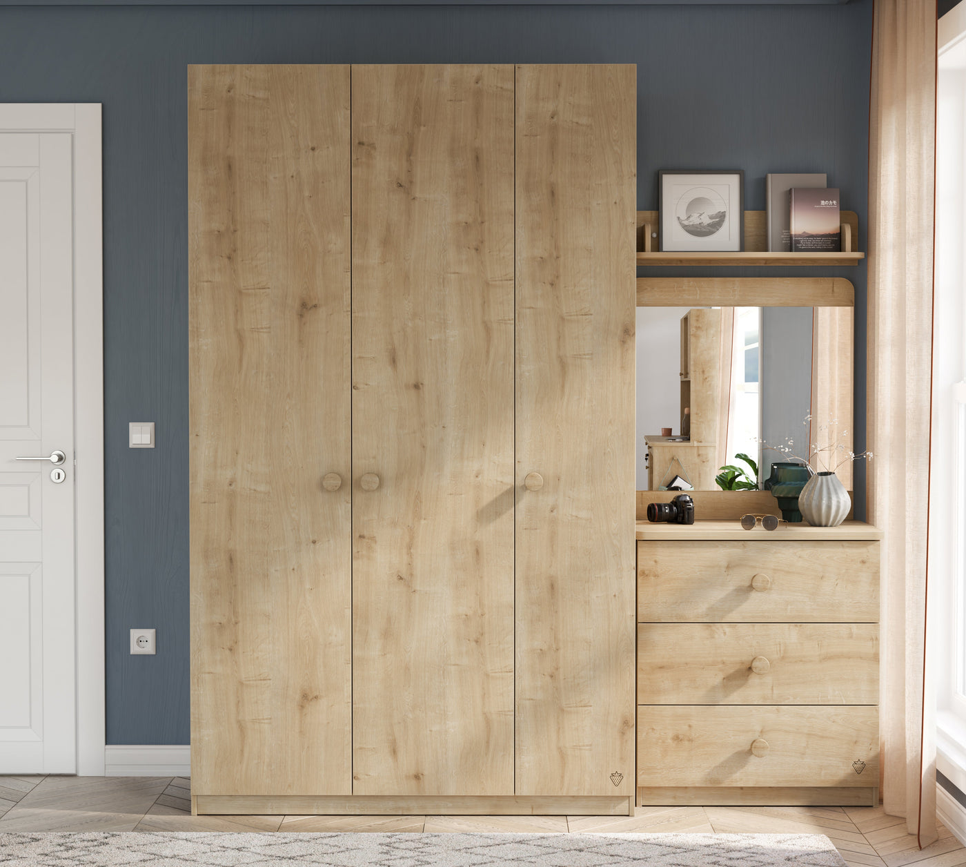 Mocha 3 Kapılı Line خزانة