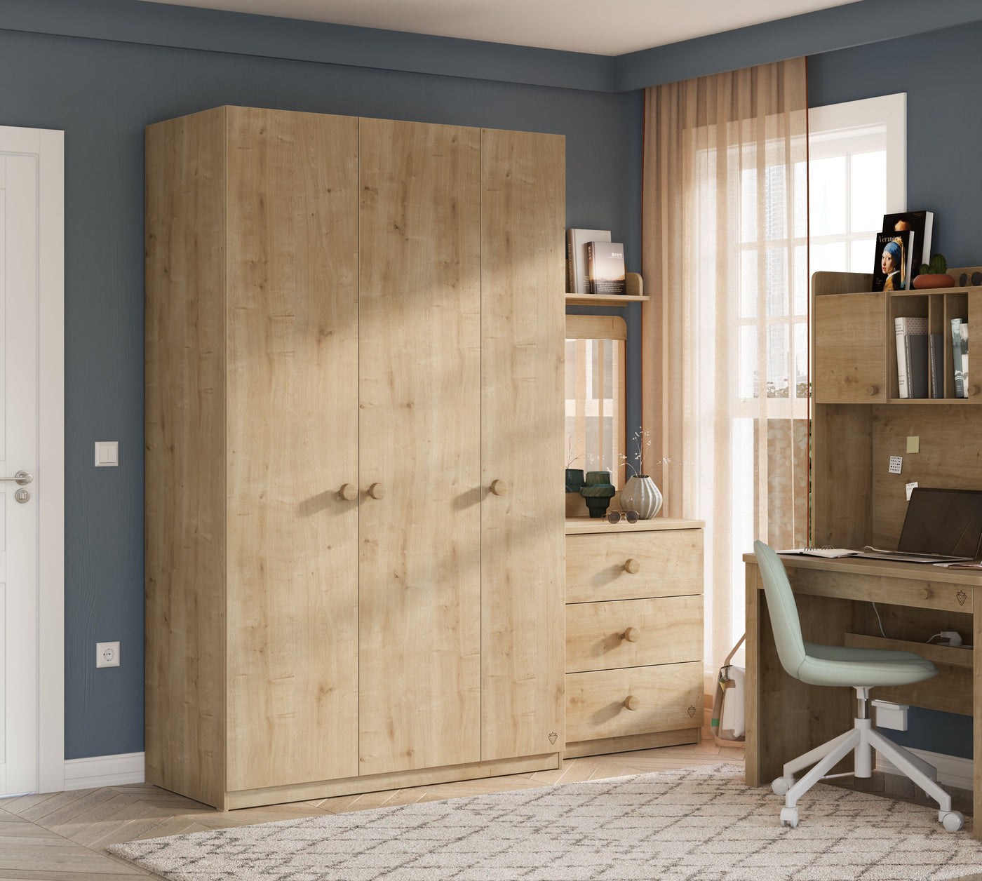 Mocha 3 Kapılı Line خزانة