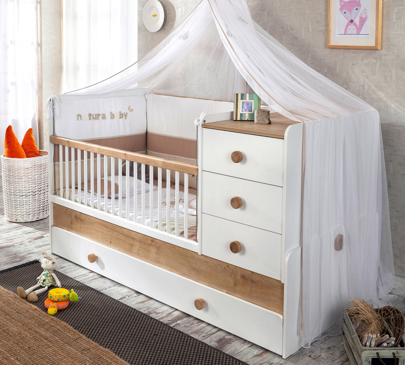 Natura Baby Sl سرير - أطفال صغار قابل للتكبير (مع سرير للأبوين) (80x180 سم)