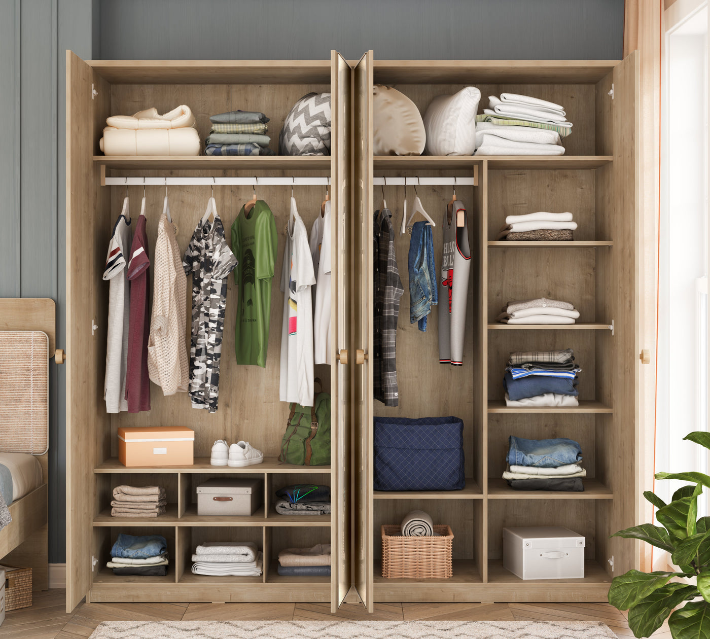 Mocha 4 Doors Wardrobe