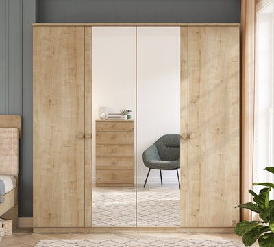 Mocha 4 Doors Wardrobe
