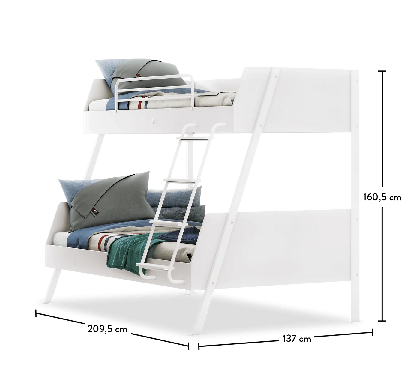 Large Bunk Bed White (90x200-120x200 cm)