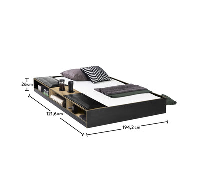 Black Pull-out Bed With Partitions (90x190 cm)