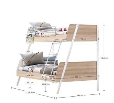 Duo Large Bunk Bed (90x200-120x200 cm)