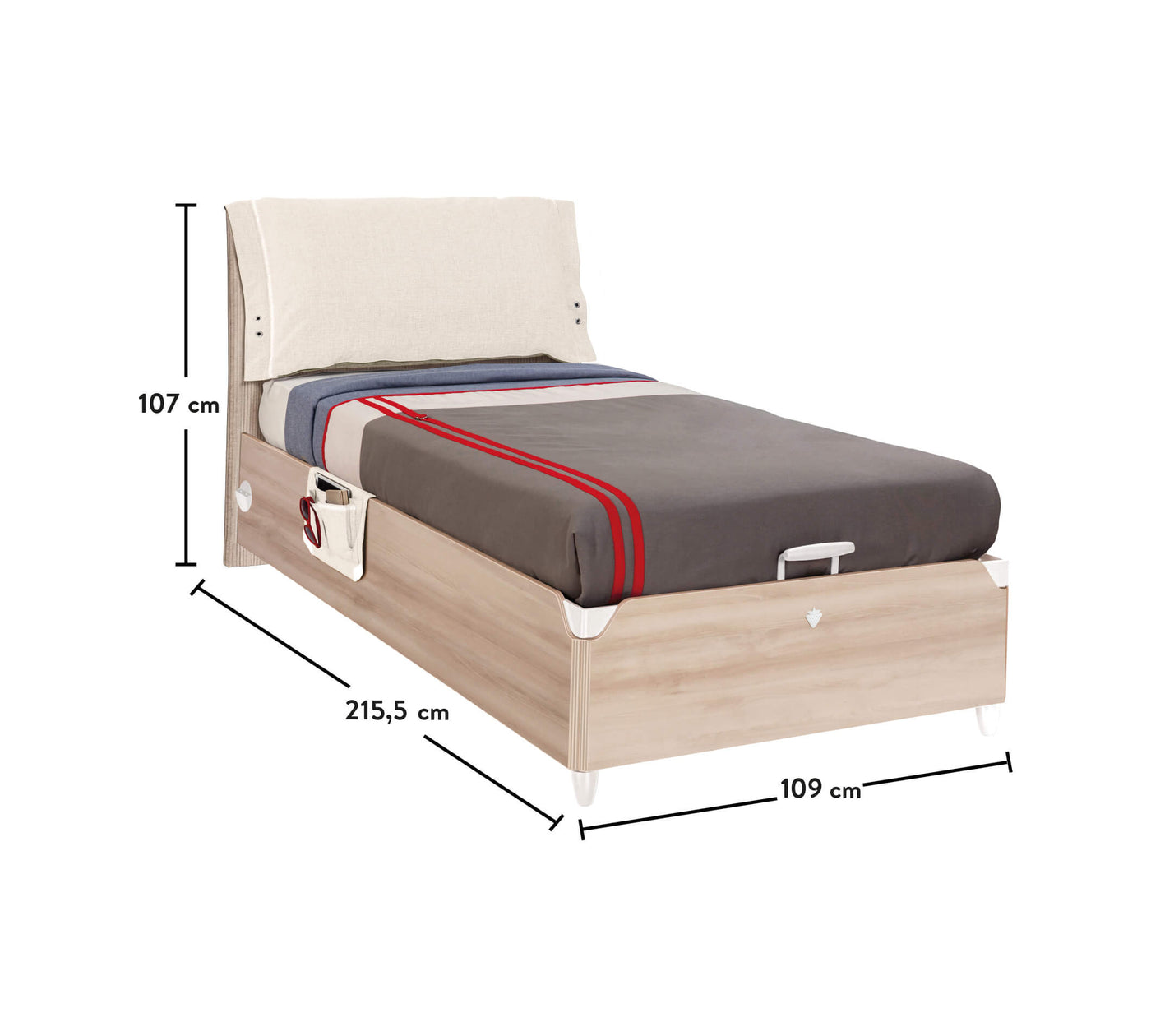 Duo Bett mit Stauraum (100x200 cm)